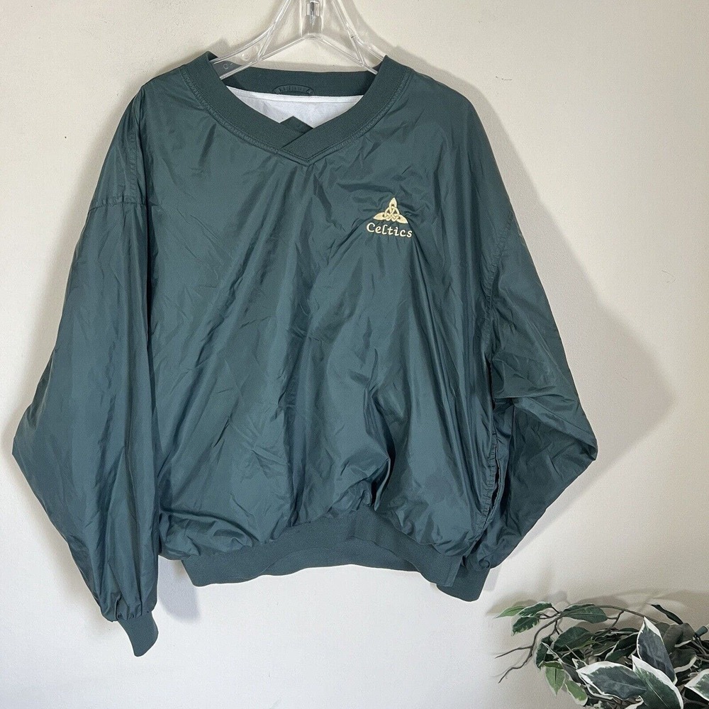 Vintage Sport Tek Boston Celtics Mens Windbreaker Pullover Jacket Green XL